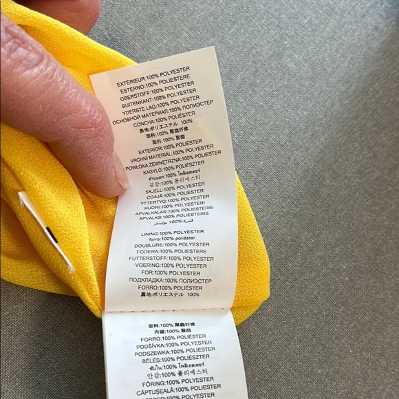 MICHAEL KORS NWOT Floral V Neck Yellow Ruffle Lined Dress, Size M - Picture 12 of 14